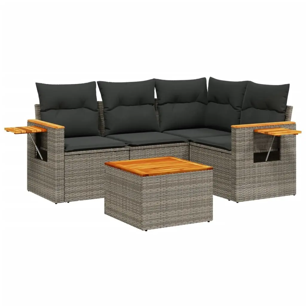 Garden Sofa Set Grey 5 Piece Outdoor Furniture Modular with Storage