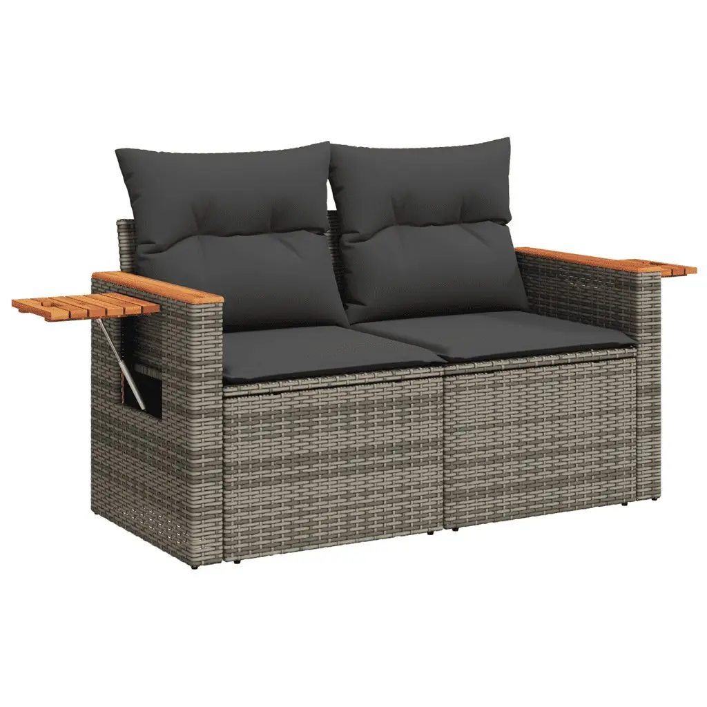 Garden Sofa Set 5 Piece Outdoor Furniture PE Rattan Grey with Storage Cushions
