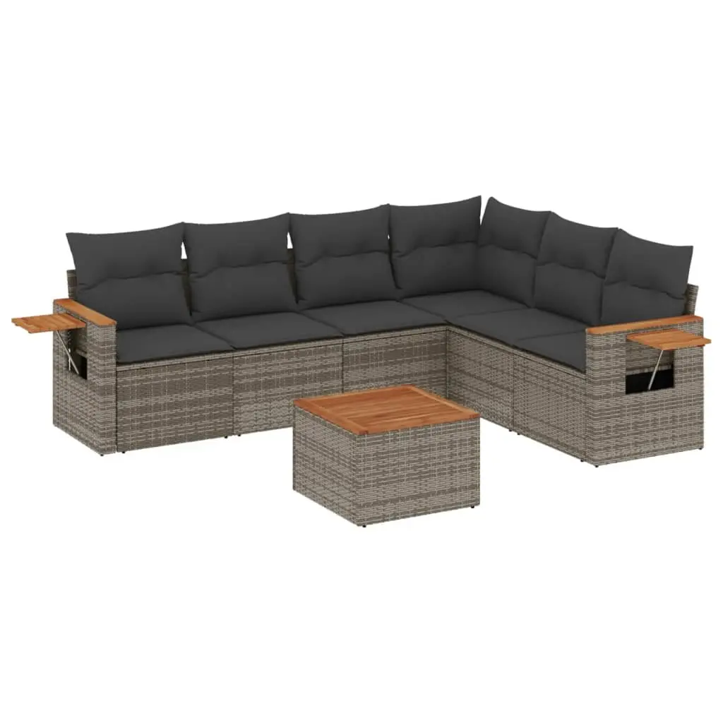Garden Sofa Set Grey 7 Piece Outdoor Furniture Modular with Storage