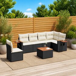 Concise 7 Piece Garden Sofa Set - Quality Black Design