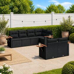 Garden Sofa Set 7 Piece Outdoor Furniture Patio Sectional with Storage Cushions