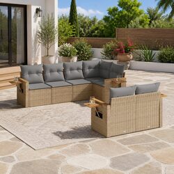 7 Piece Garden Sofa Set in Grey for Outdoor Relaxation