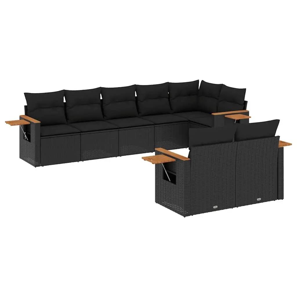 Garden Sofa Set 8 Piece Outdoor Furniture Modular Black Poly Rattan Patio