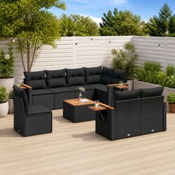 Garden Sofa Set 9 Piece Outdoor Furniture Patio Lounge with Cushions Black