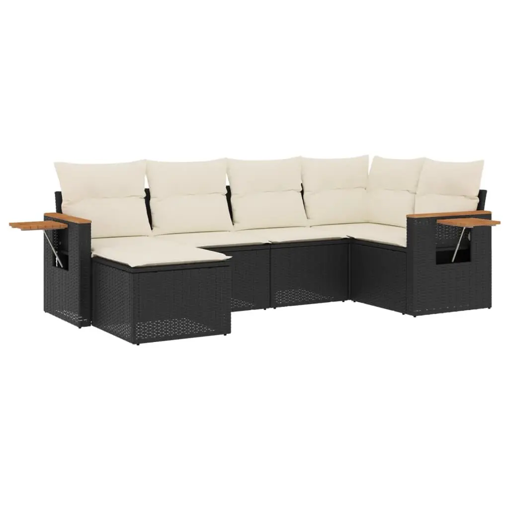 Garden Sofa Set 6 Piece Outdoor Furniture Patio Lounge Black Poly Rattan Modular