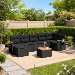 Garden Sofa Set 8 Piece Outdoor Furniture Poly Rattan Black Modular Patio Lounge