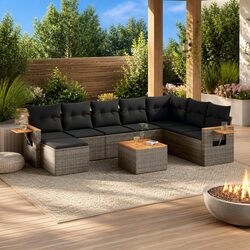 Concise and Sturdy 9-Piece Outdoor Sofa Set