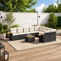 Garden Sofa Set 10 Piece Outdoor Furniture Poly Rattan Black Modular Patio