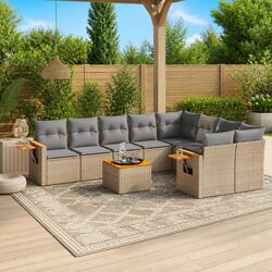 10-Piece Outdoor Lounge Sofa Set with Removable Covers