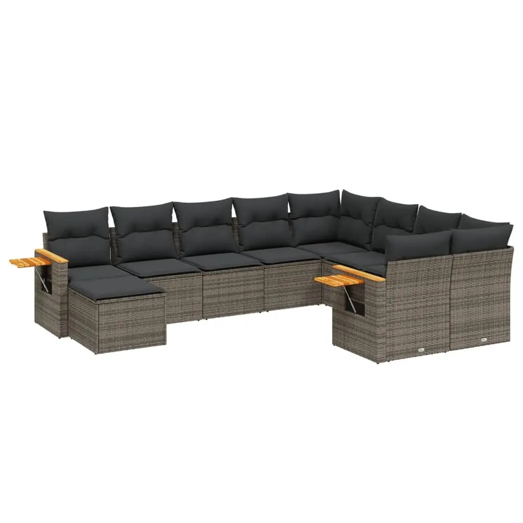 Garden Sofa Set 10 Piece Outdoor Furniture Grey Poly Rattan Modular Patio Lounge