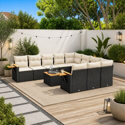 Concise and Confident: 11-Piece Black Patio Sofa Set