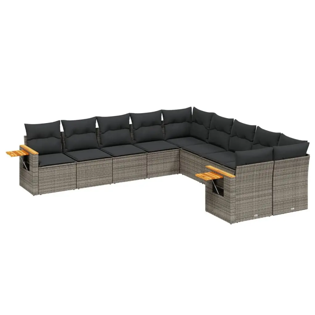 Garden Sofa Set 10 Piece Outdoor Furniture Grey Poly Rattan Modular Patio