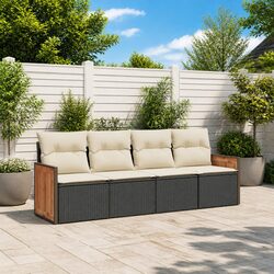 Compact Black Poly Rattan Sofa Set - 4 Piece