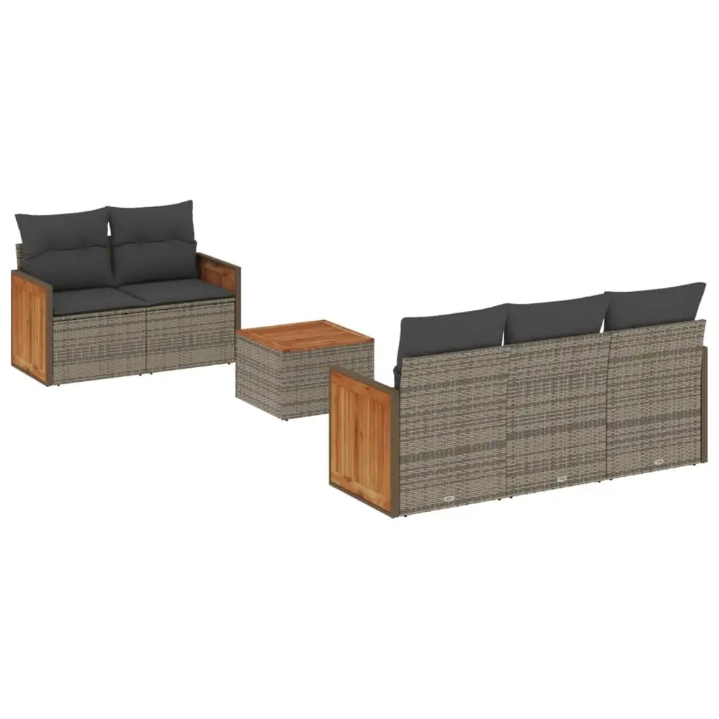 Garden Sofa Set 6 Piece Outdoor Furniture Grey Poly Rattan Modular Patio Seating