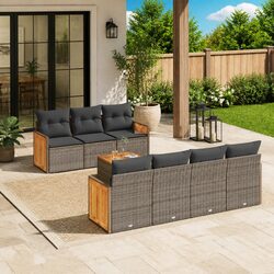 Garden Sofa Set 8 Piece Outdoor Furniture Grey Poly Rattan Patio Lounge Modular
