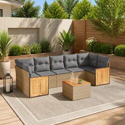 Concise Overview: 8 Piece Beige Outdoor Sofa Set
