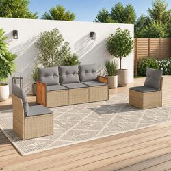 Outdoor Garden Sofa Set 5 Pieces - Beige Color