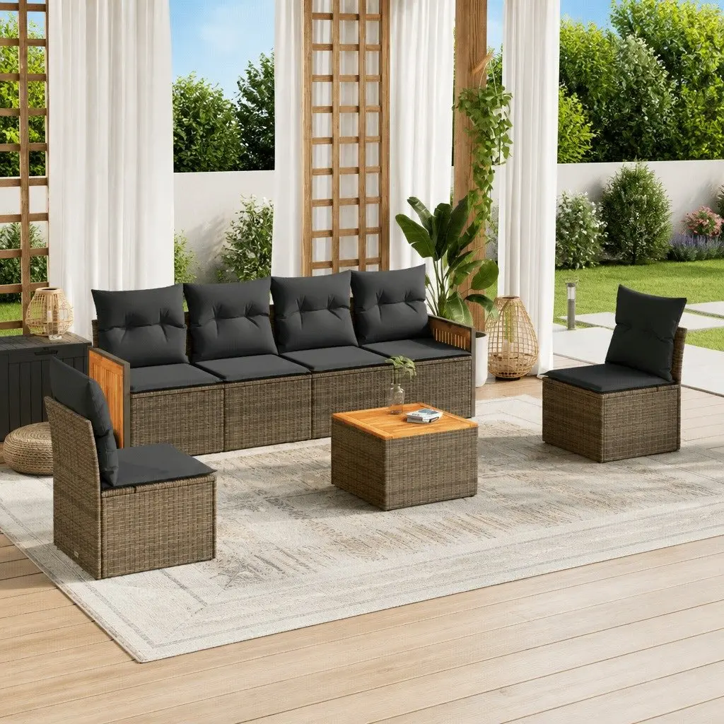 Garden Sofa Set Grey 7 Piece Modular Outdoor Furniture Poly Rattan Patio Lounge