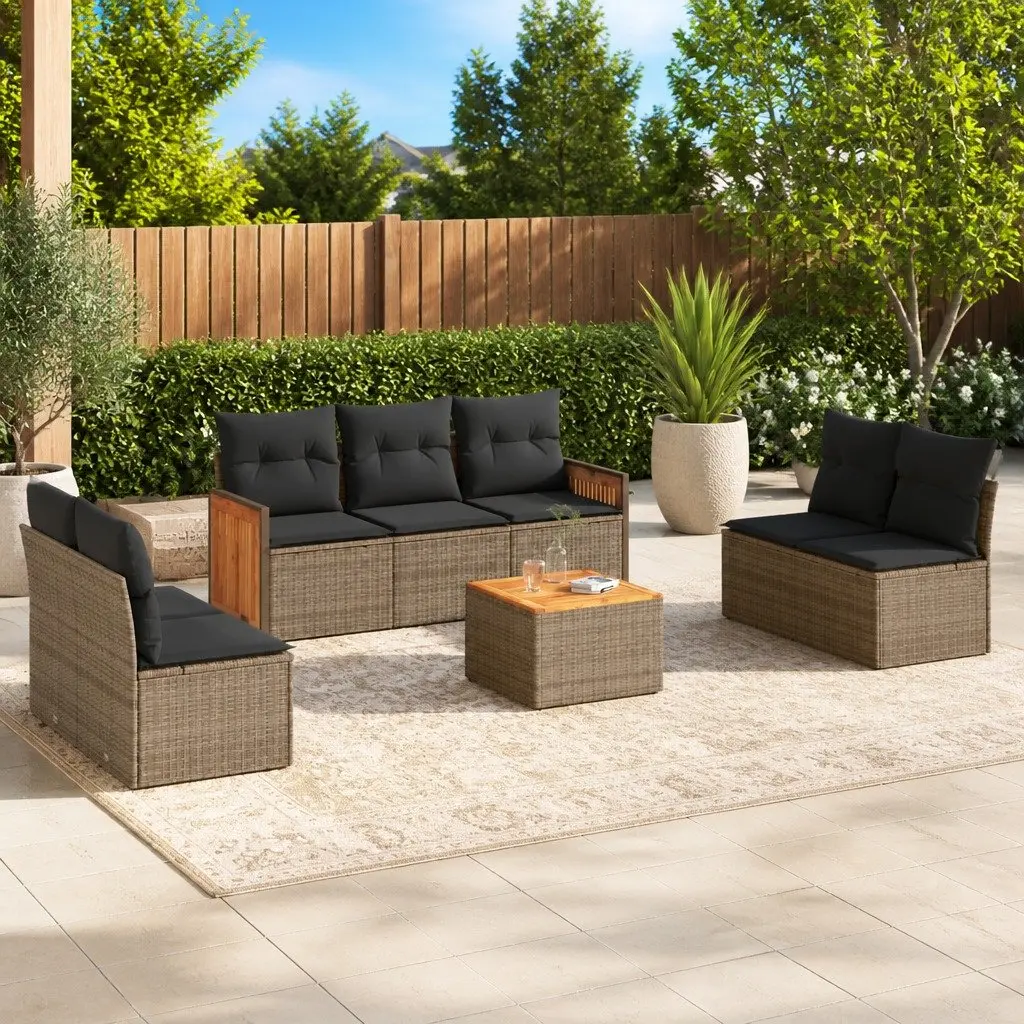 Garden Sofa Set 8 Piece Outdoor Furniture Grey Poly Rattan Patio Seating