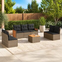 Garden Sofa Set 8 Piece Outdoor Furniture Grey Poly Rattan Patio Seating