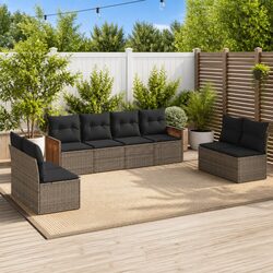 Garden Sofa Set 8 Piece Outdoor Furniture Grey Poly Rattan Modular Patio Lounge