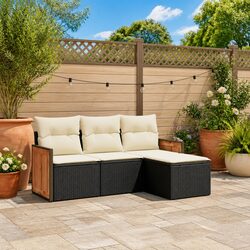 4 Piece Black Sofa Set for Outdoors