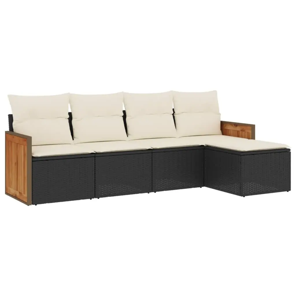Garden Sofa Set 5 Piece Outdoor Furniture Patio Seating Black Poly Rattan