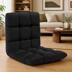 Folding Floor Chair Adjustable Lounge Chaise Lounger Compact Leisure Sofa Black