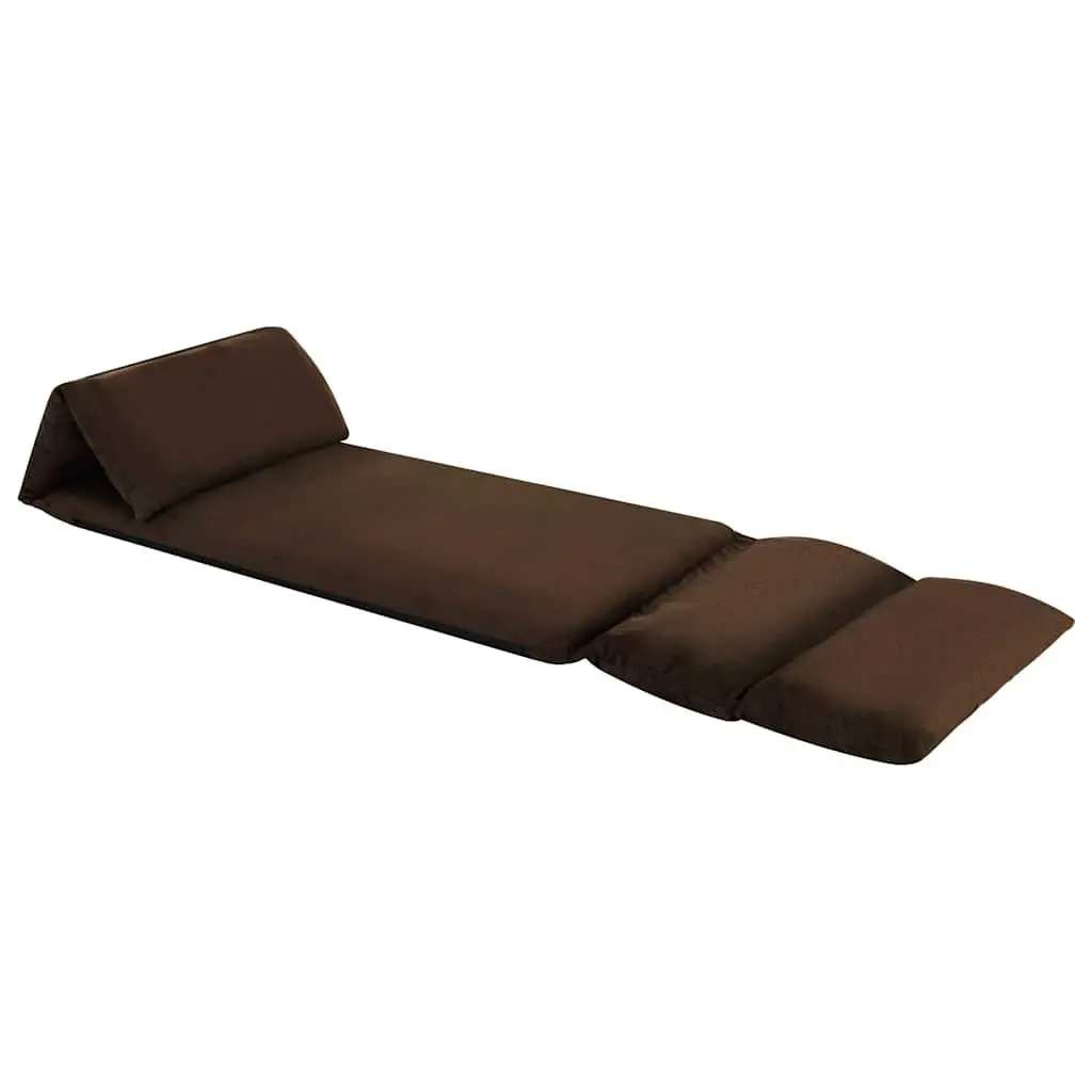 Folding Floor Chair Brown Adjustable Compact Indoor Outdoor Lounger