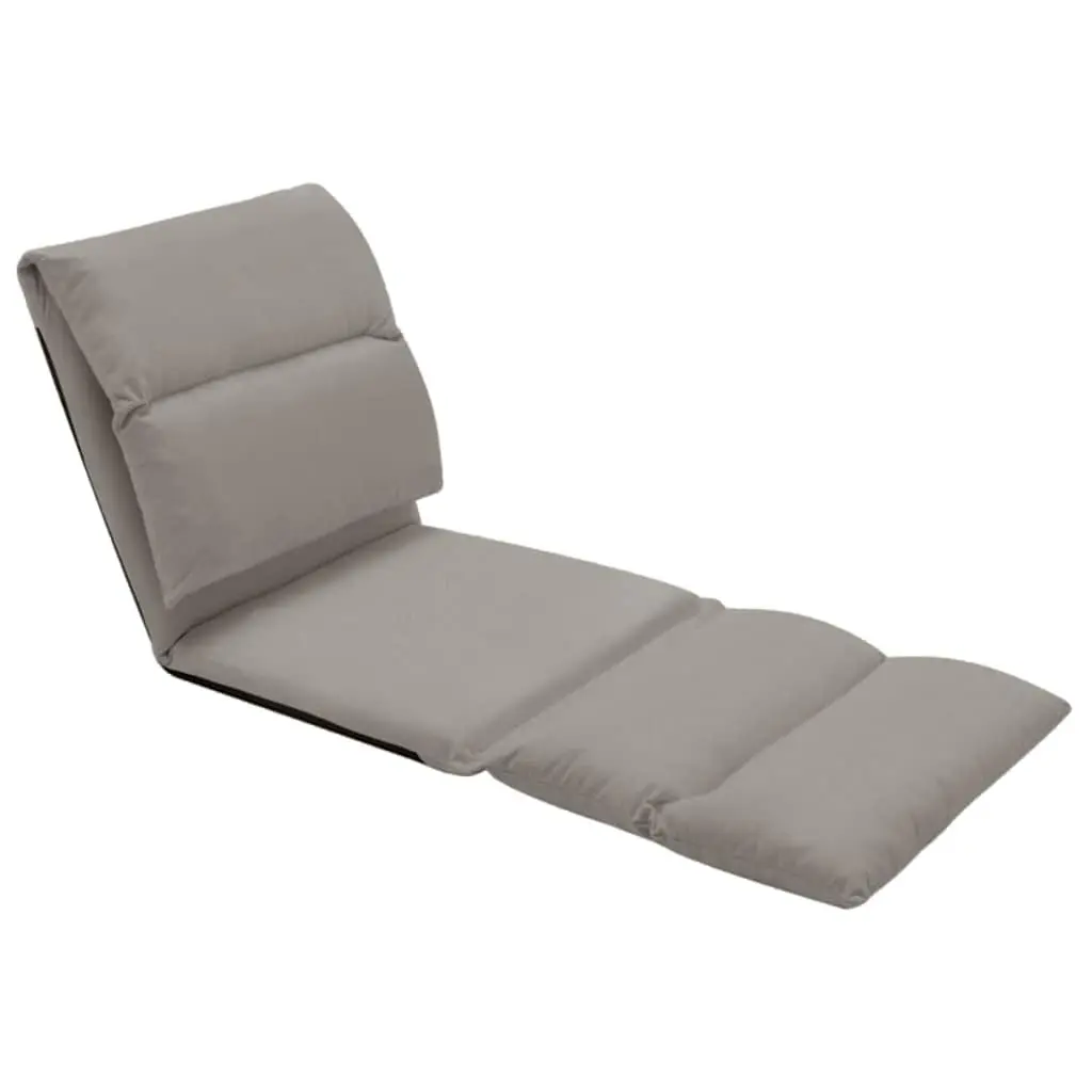 Folding Floor Chair Lounger Grey Adjustable Microfibre Relaxation Seat