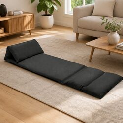 Folding Floor Chair Lounge Chaise Adjustable Recliner Microfibre Leisure Sofa