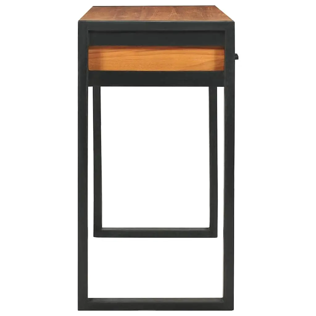 Wooden Desk Brown 100x40x75 cm 2 Drawers Rustic Office Table Storage Furniture