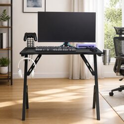 Black Gaming Desk with Y Shape Legs 90x60x75cm
