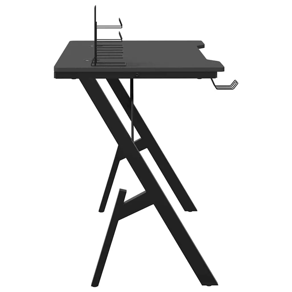 Gaming Desk with Y Shape Legs Black Computer Workstation Setup 90x60x75cm