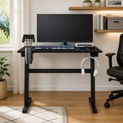 Gaming Desk with Integrated RGB Lighting and Racks