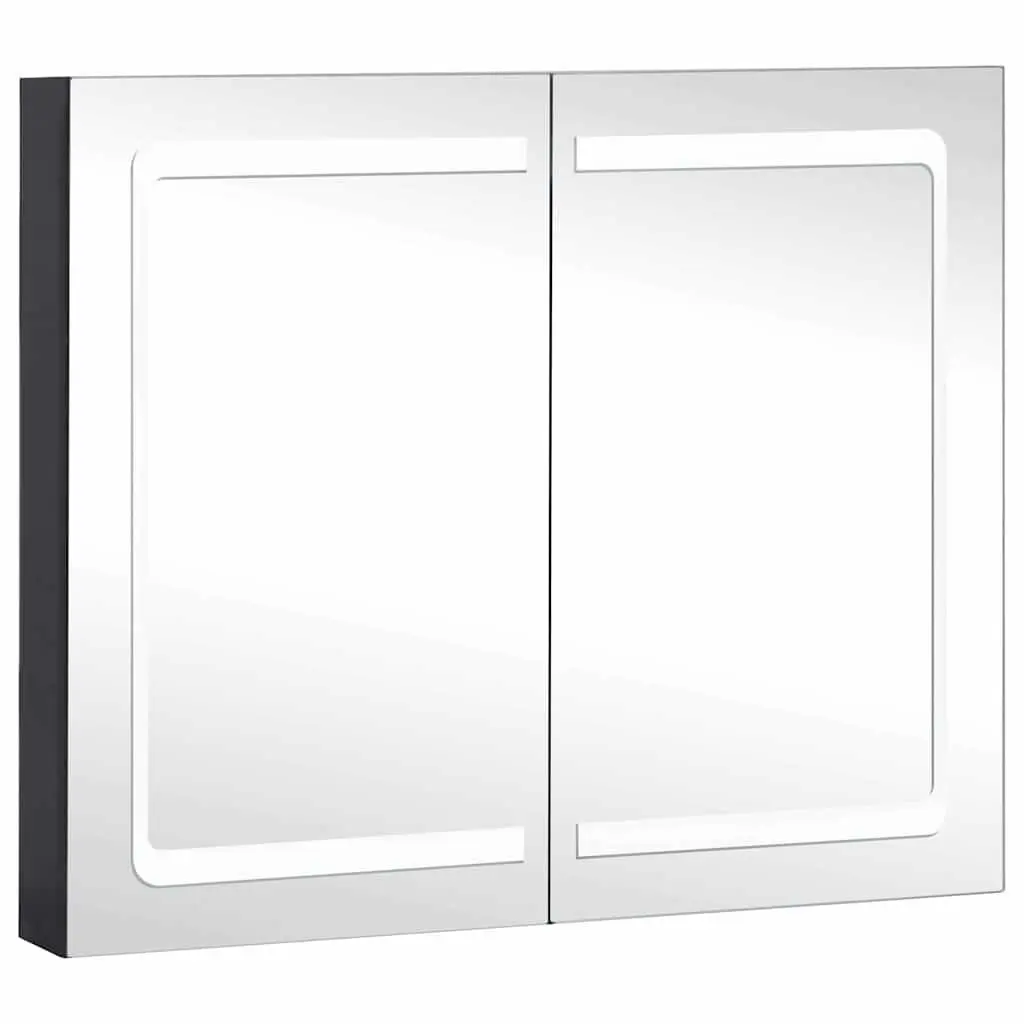 Bathroom Cabinet Anthracite 80x12.2x68cm LED Mirror Storage Unit