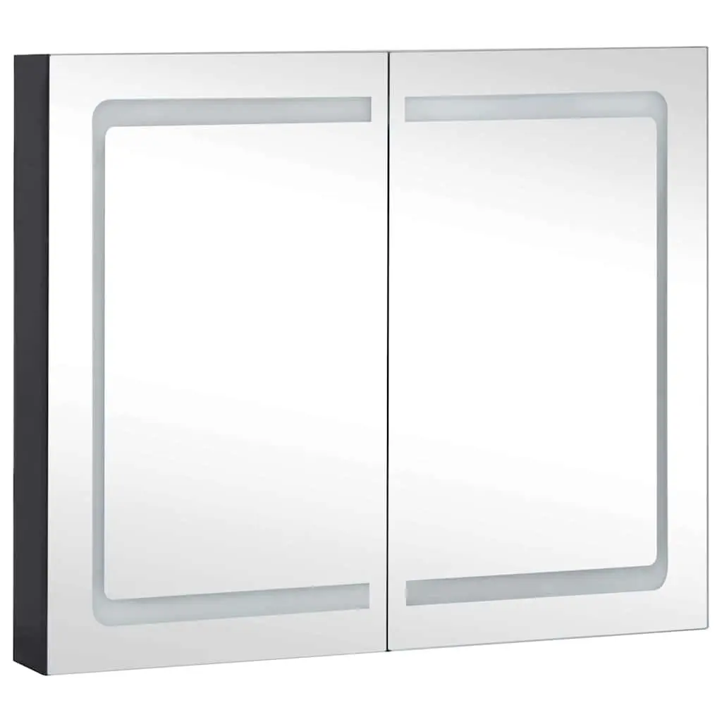 Bathroom Cabinet Anthracite 80x12.2x68cm LED Mirror Storage Unit