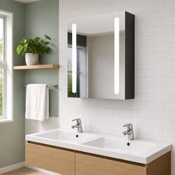 Bathroom Vanity Mirror Cabinet 50x13x70cm Anthracite LED Light Storage Unit