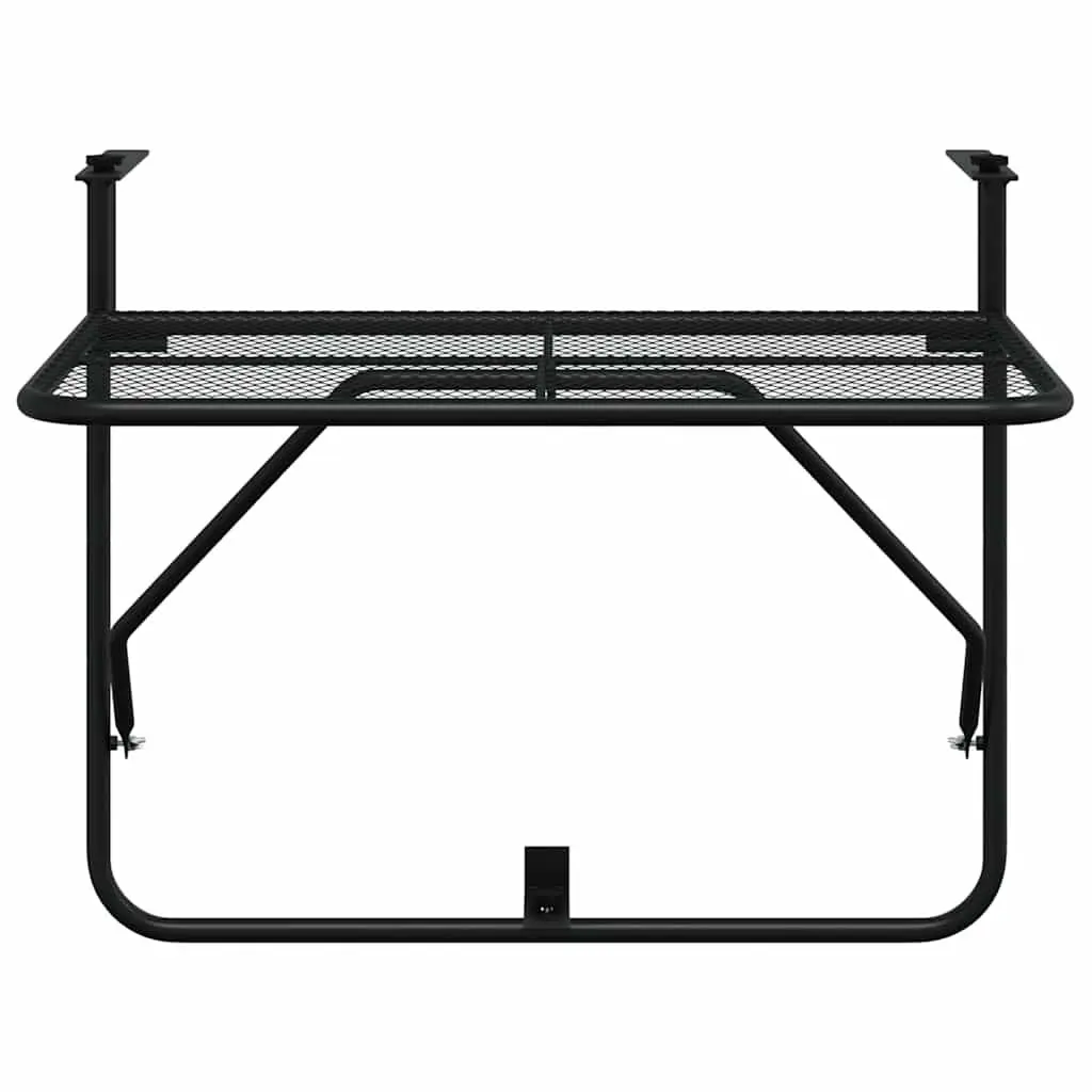 Foldable Balcony Table Black Steel Mesh 60x40cm Weather-Resistant