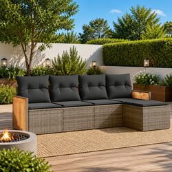 Compact and Stylish 5-Piece Grey Outdoor Sofa Set