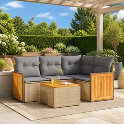 5-Piece Outdoor Sofa Set with Cushions and Storage Bag