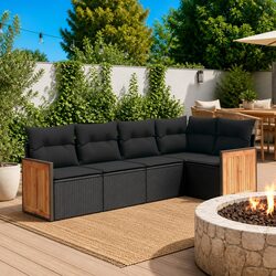 5-Piece Black Garden Sofa Set - Compact and Stylish