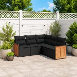 Concise 5-Piece Modular Outdoor Sofa Set in Black