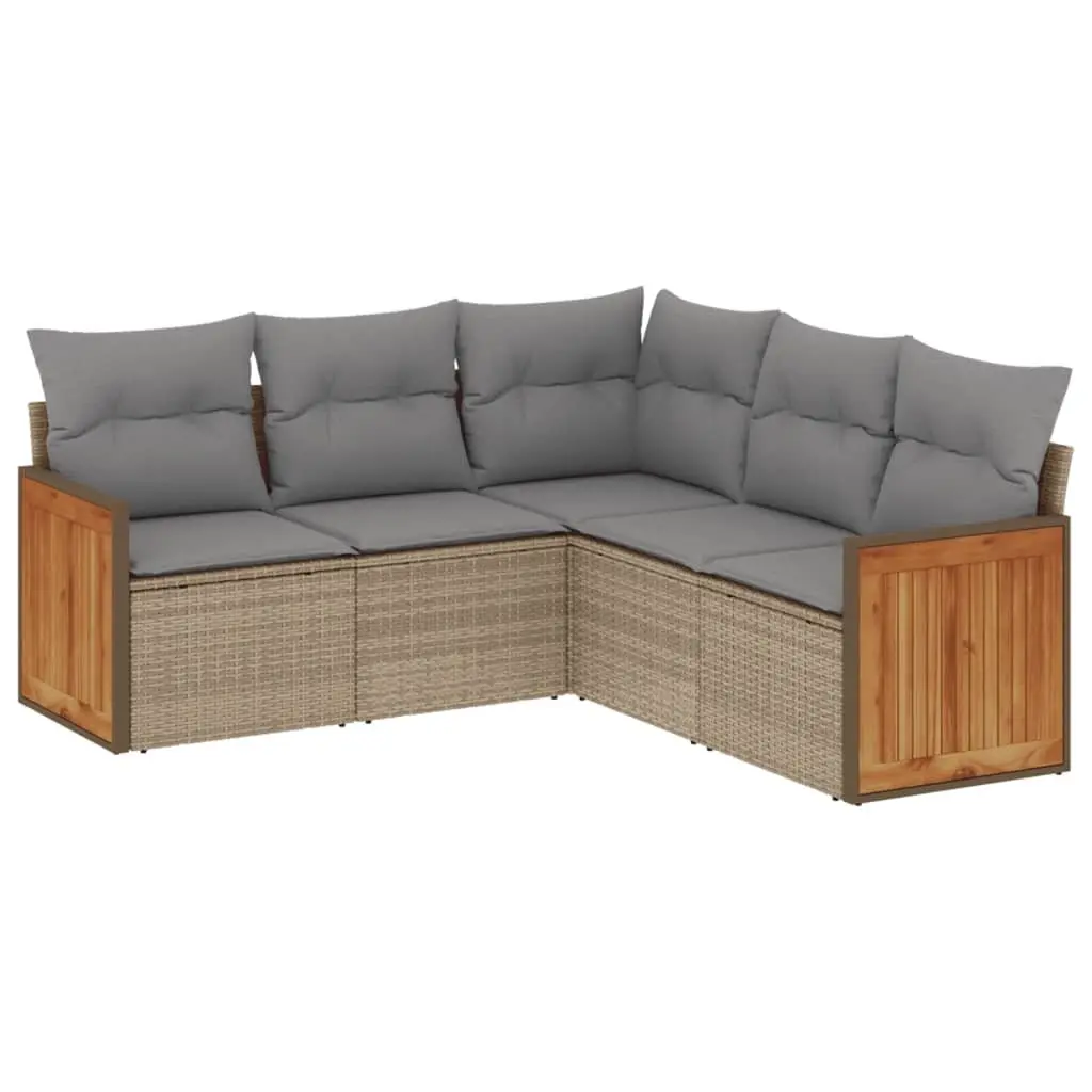 Outdoor Garden Sofa Set 5 Piece Patio Furniture with Cushions Storage Beige