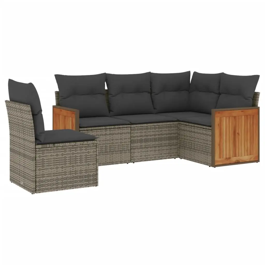 Garden Sofa Set 5 Piece Outdoor Furniture Patio Lounge Grey Poly Rattan Modular