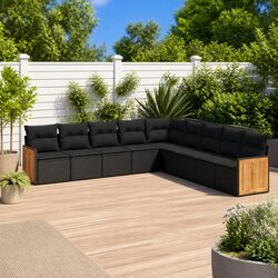 Concise Modular 9 Piece Garden Sofa Set in Black