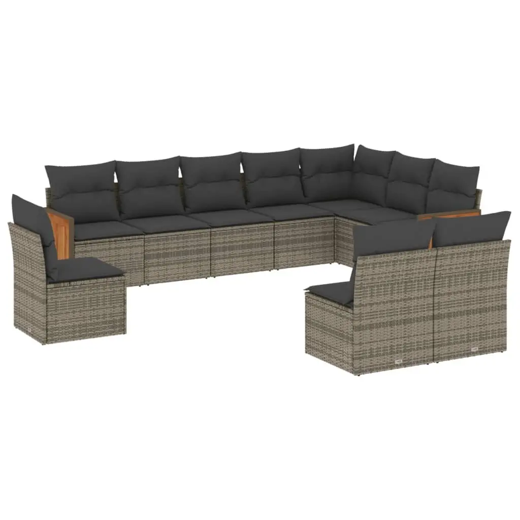 Garden Sofa Set 10 Piece Outdoor Furniture Patio Grey Poly Rattan Modular