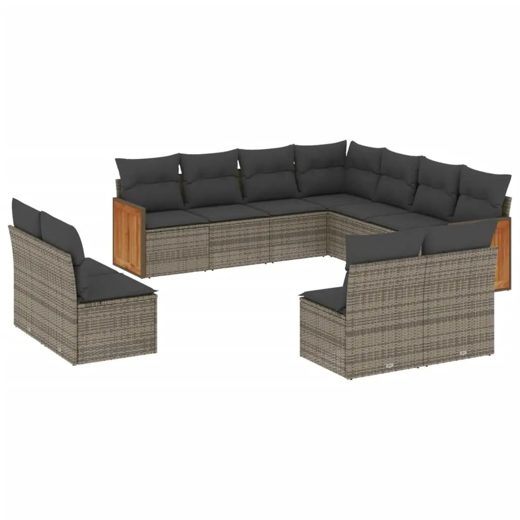 Garden Sofa Set 11 Piece Outdoor Furniture Patio Sectional with Cushions Grey