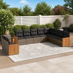 10 Piece Outdoor Sofa Set in Grey Rattan