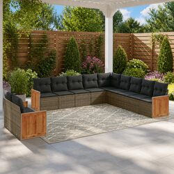 Concise 11 Piece Garden Sofa Set in Grey Rattan